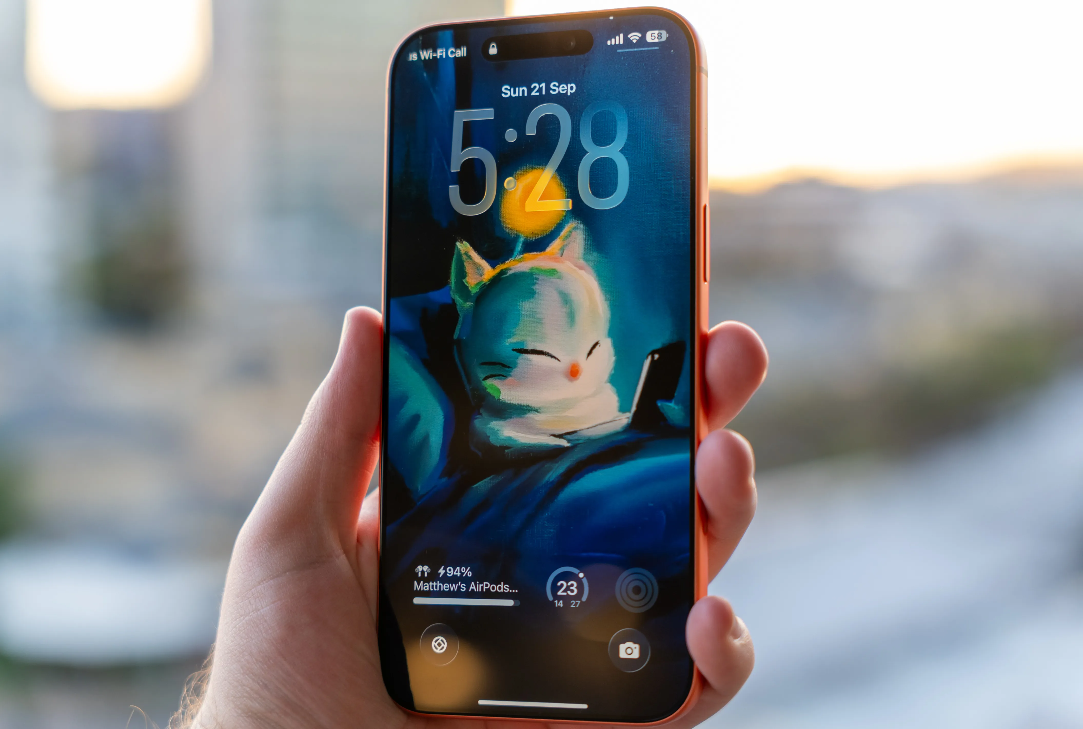 iPhone 17 Pro Max Held in Hand, screen towards camera